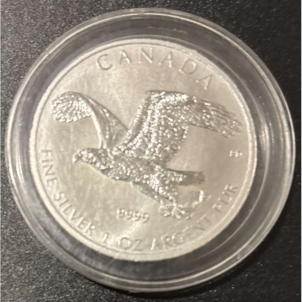 2014 Canada 1 oz .9999 Silver Bald Eagle $5 – Birds of Prey – BU in Capsule